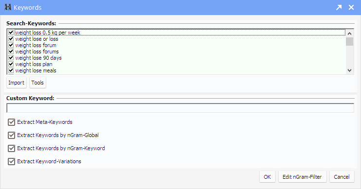 Online Search for Keywords