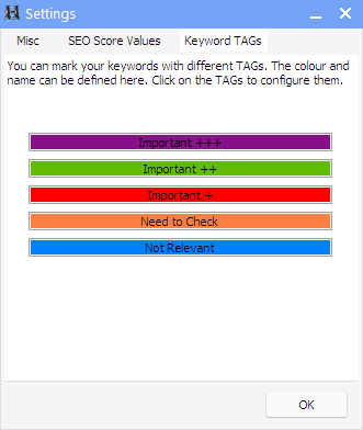 Keyword TAGs